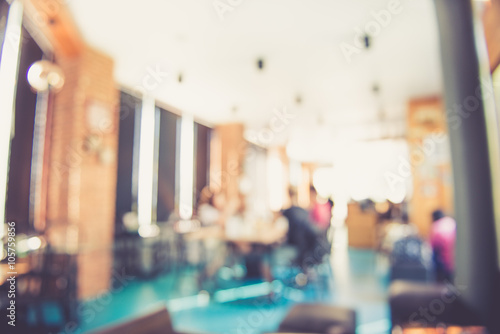 Blurred background : Vintage filter ,People in Coffee shop blur