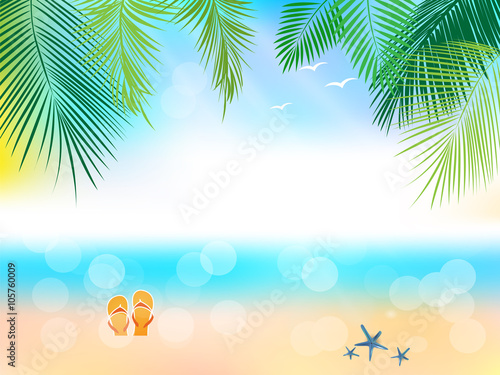 Summer Journey poster with tropical background.