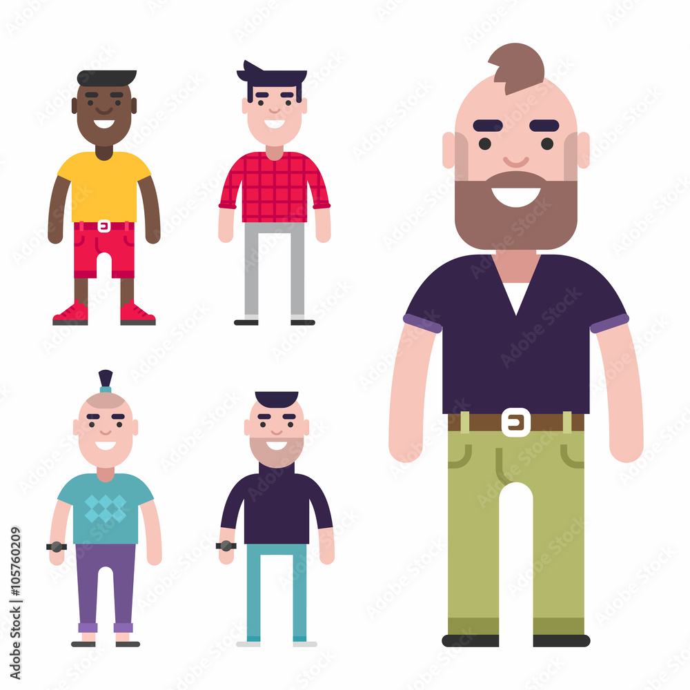 Set of Male Avatars. Flat Style Vector Illustrations. Fashion and Clothing Set of Male Avatars. Flat Style Vector Illustrations. Fashion and Clothing