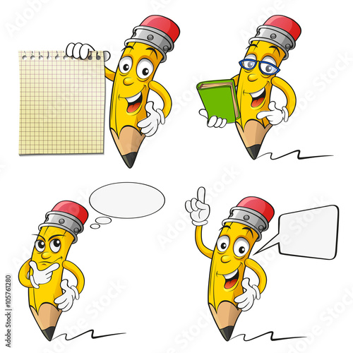 Set of cartoon pencil