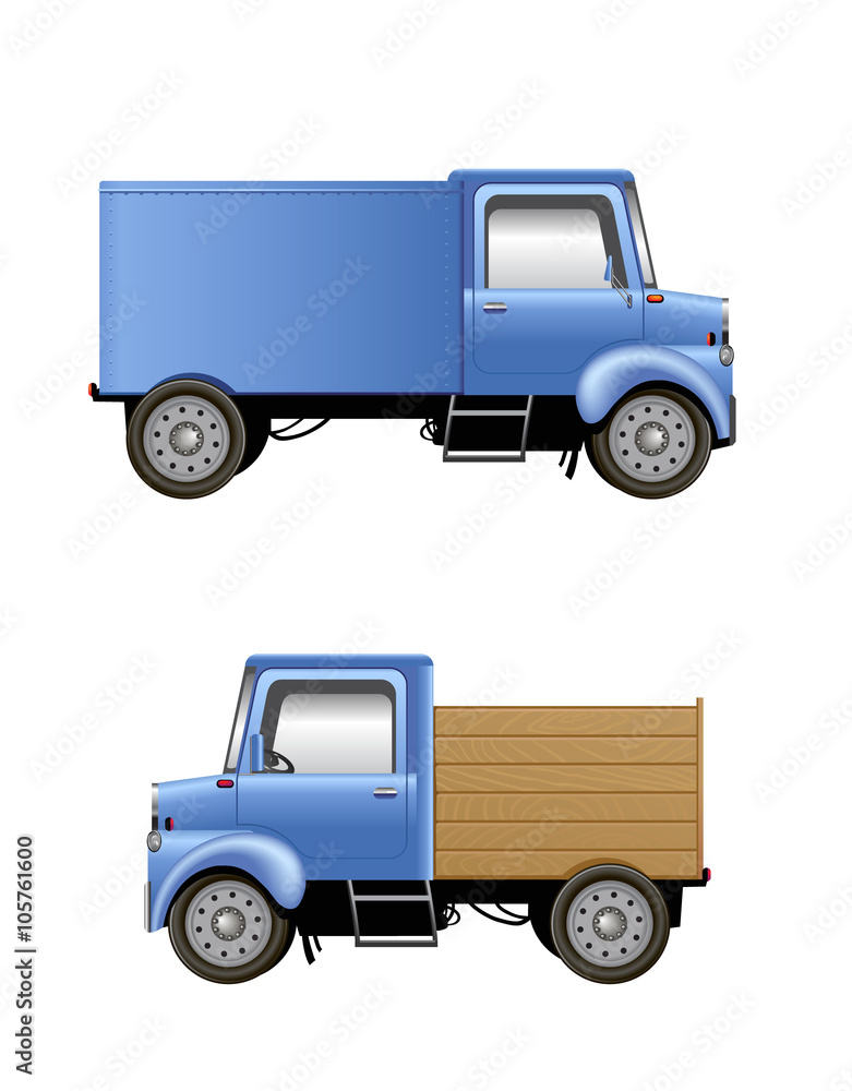 Cartoon lorries isolated on white