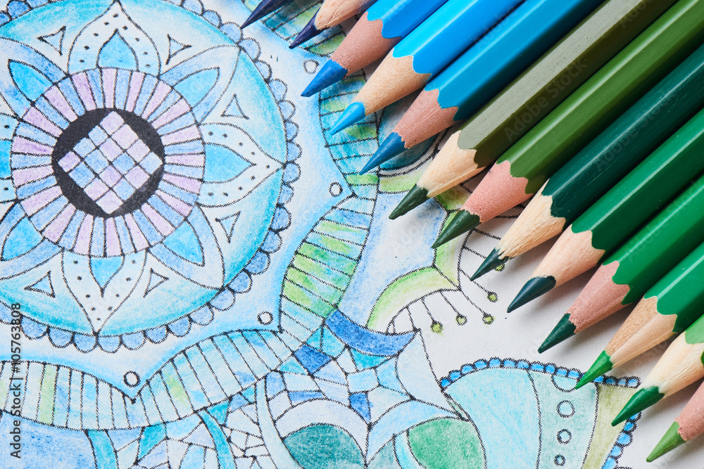Obraz premium Coloring for adults and color pencils
