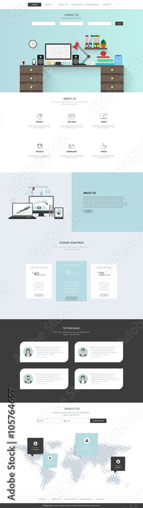 One page website design template. Vector 