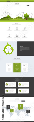 Eco one page website design template. Vector 