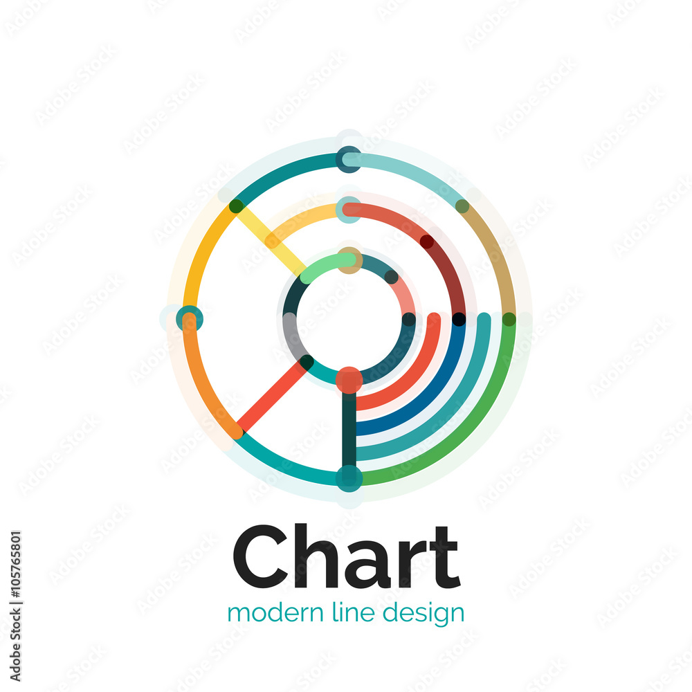 Thin line chart logo design. Graph icon modern colorful flat style Thin line chart logo design. Graph icon modern colorful flat style