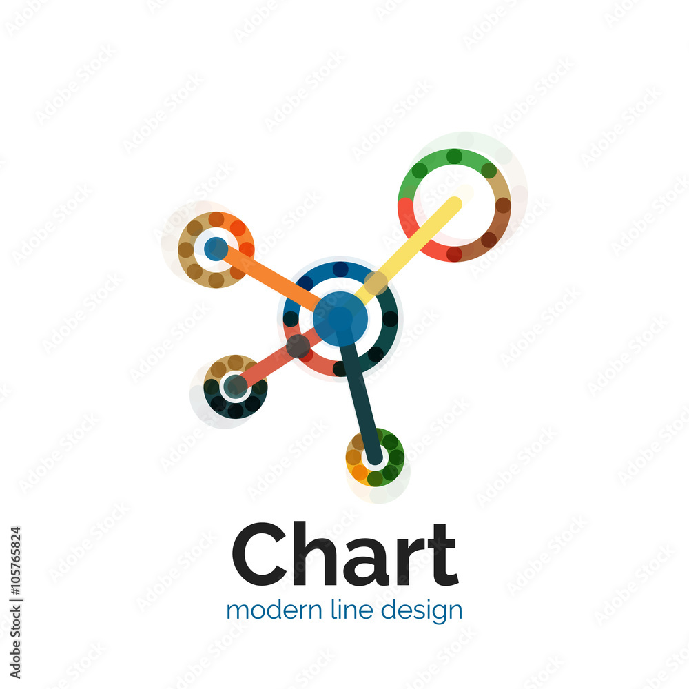 Thin line chart logo design. Graph icon modern colorful flat style Thin line chart logo design. Graph icon modern colorful flat style