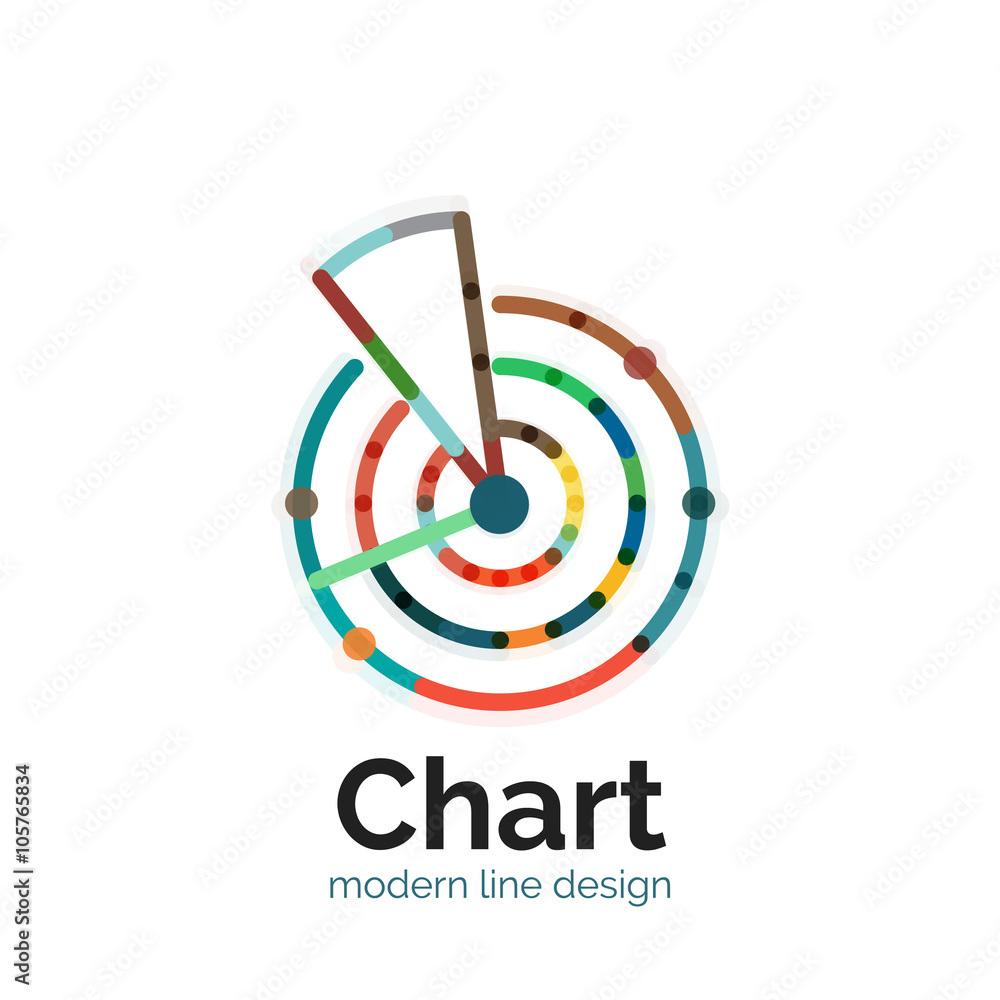 Thin line chart logo design. Graph icon modern colorful flat style Thin line chart logo design. Graph icon modern colorful flat style
