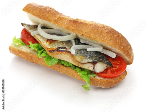 mackerel fish sandwich,balik ekmek,turkish food photo