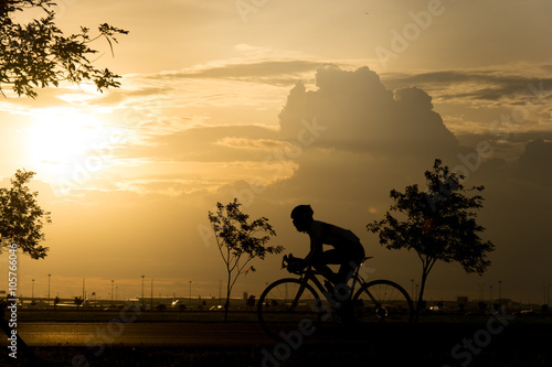 silhouette bike on sunset