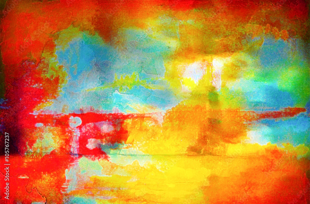 Vibrant abstract painting in warm tones