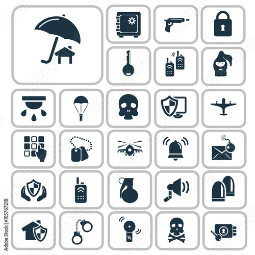 Set of forty military and police icons