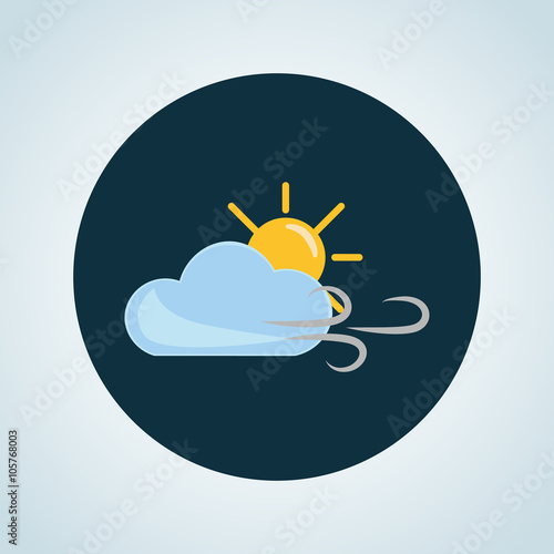Illustration of cloudy weather with wind and sun icon