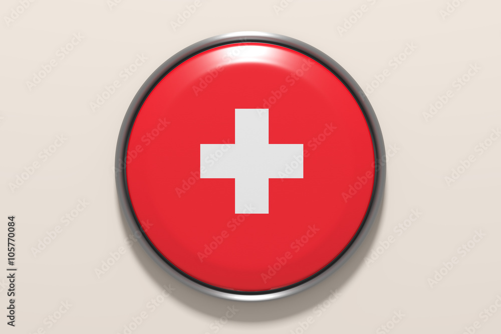 Obraz premium Button with Switzerland flag