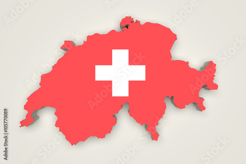 Silhouette of Switzerland map with Belgium flag