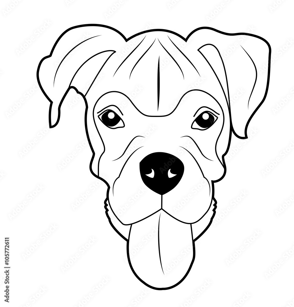 Fototapeta premium Black and white dog's head vector, testa di cane in bianco e nero vettoriale da colorare