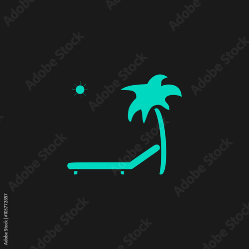Tropical resort beach. Sunbed Chair - Vector icon isolated