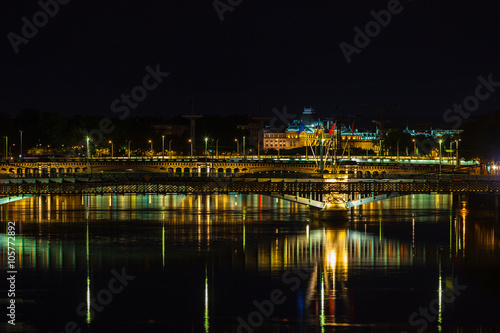 Cityscape of Lyon, France at night © dvoevnore