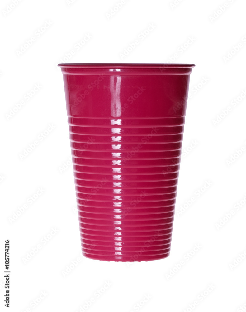 Red Plastic cup isolated against a white background. Red Plastic cup isolated against a white background.