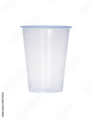 Wallpaper Mural Blue empty transparent plastic cup isolated on white. Torontodigital.ca