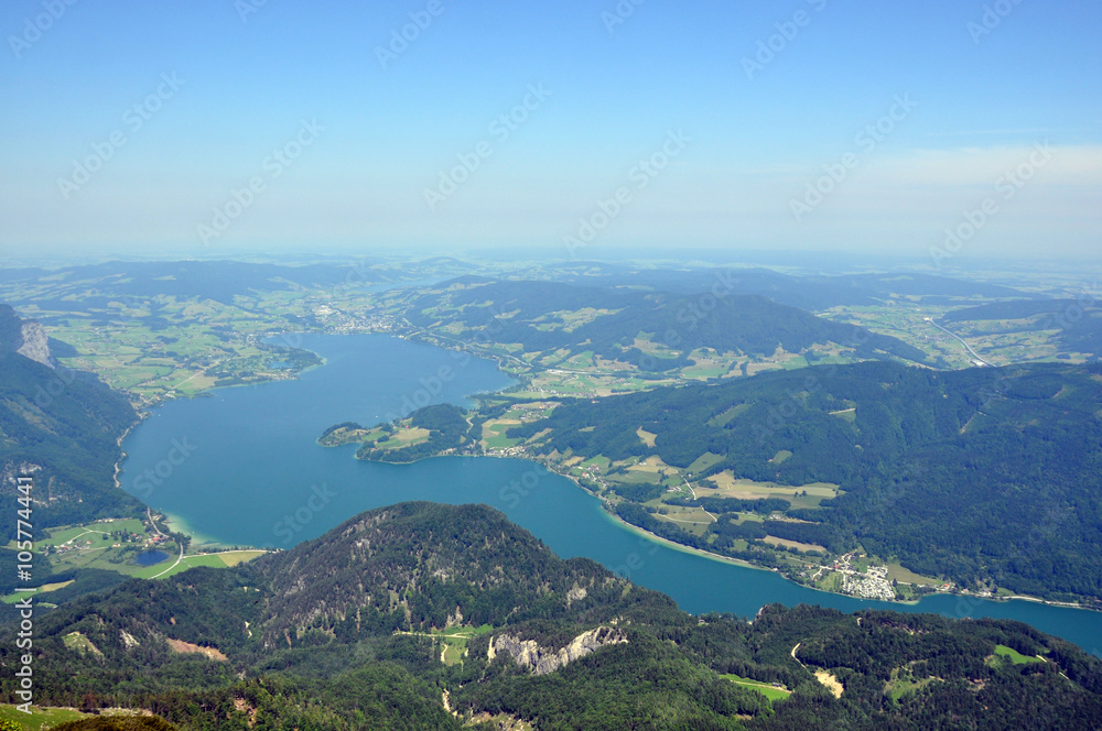 View of the Austrian Alps and the lake, St. Wolfgang, mountain S View of the Austrian Alps and the lake, St. Wolfgang, mountain S