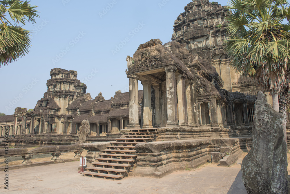 Main entrance into Angkhor Wat temples, Cambodia