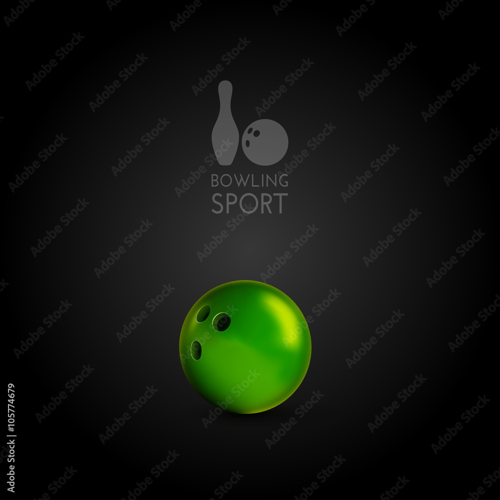 Bowling bowl on the dark background as vector design element