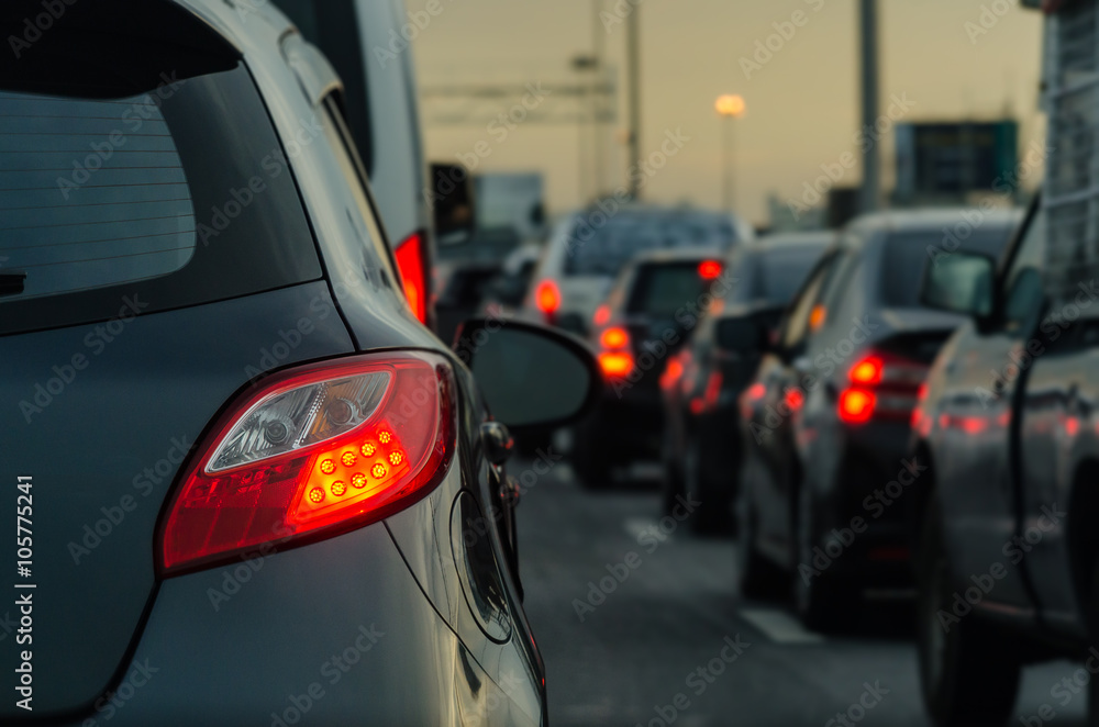 traffic jam with row of cars on expressway