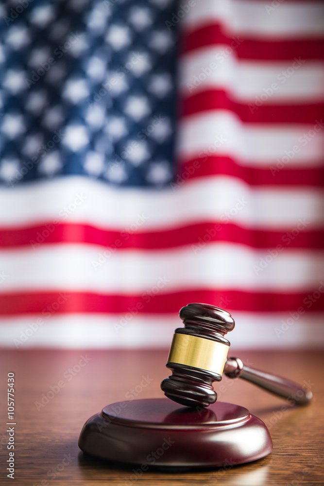 judge gavel and background with usa flag