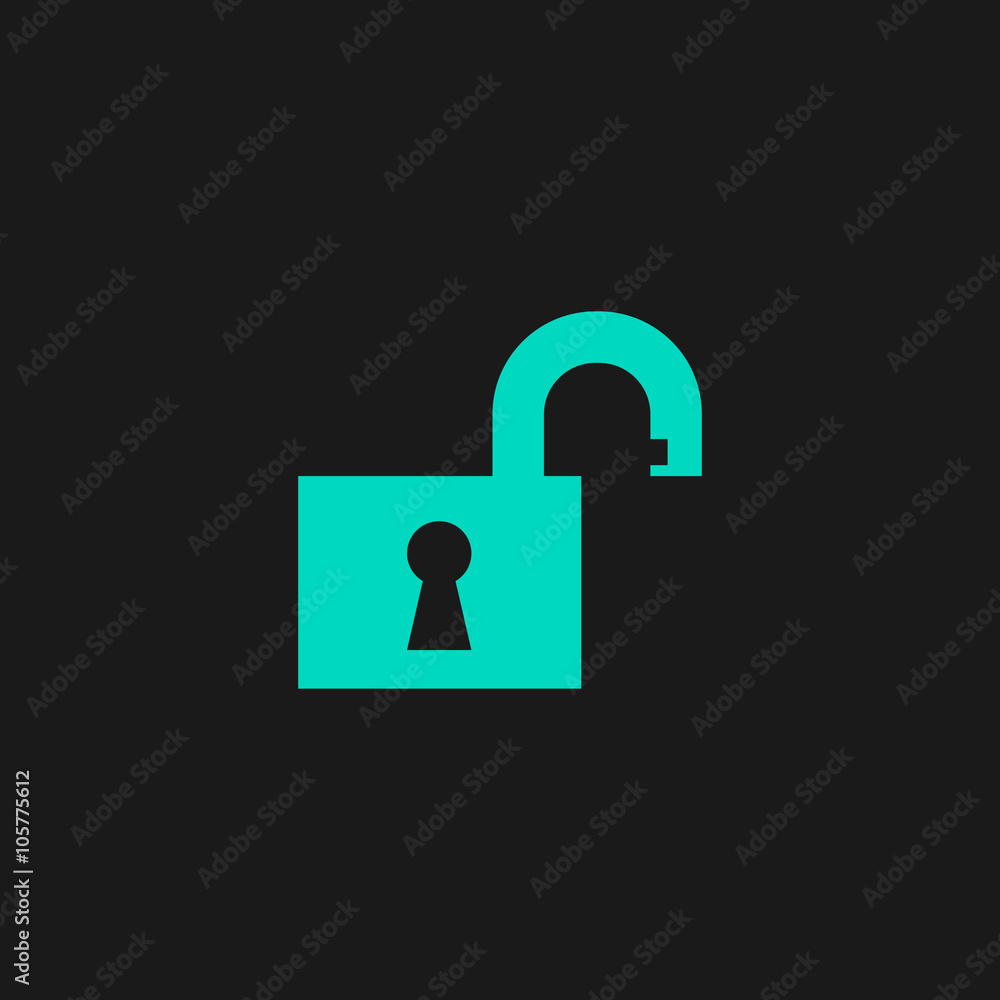 Illustration of Flat open padlock icon Illustration of Flat open padlock icon