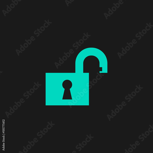 Illustration of Flat open padlock icon