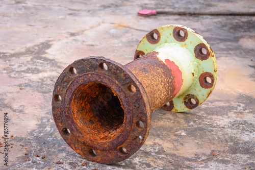 old aged grunge gas pipe connection flange joints