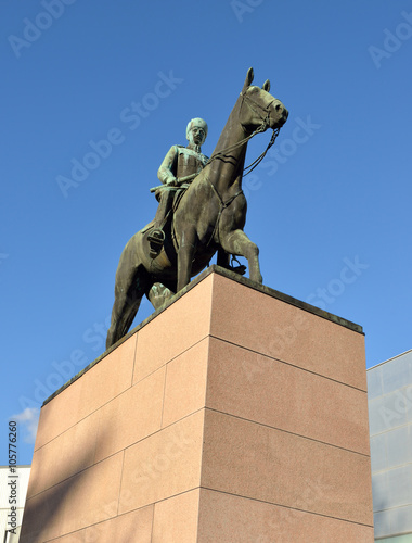 Carl Mannerheim Equestrian Statue was sculpted in bronze by Aimo Tukainen photo