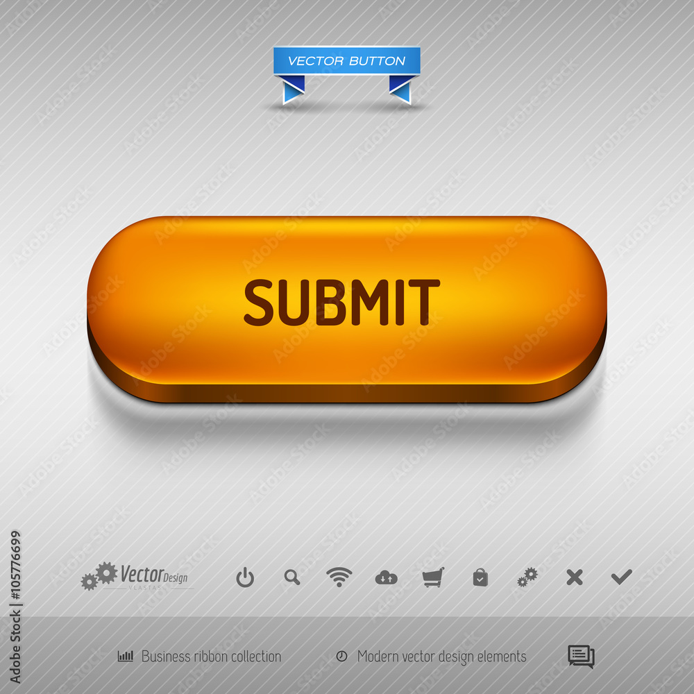 Orange button for webdesign or app. Vector design elements. Orange button for webdesign or app. Vector design elements.