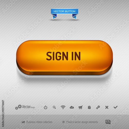 Orange button for webdesign or app. Vector design elements.