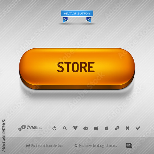 Orange button for webdesign or app. Vector design elements.