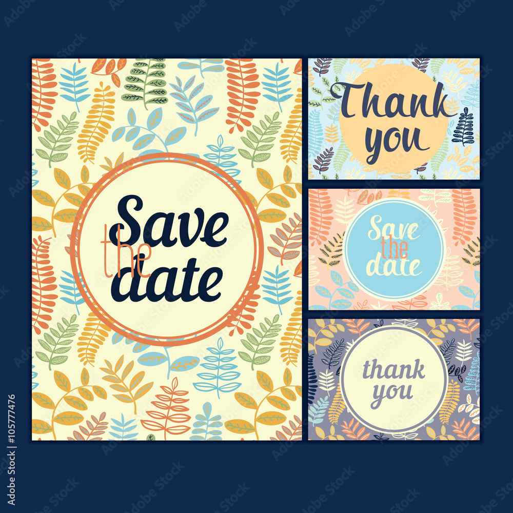 Wedding card invitation template editable, pattern vector design. Save the date card. 