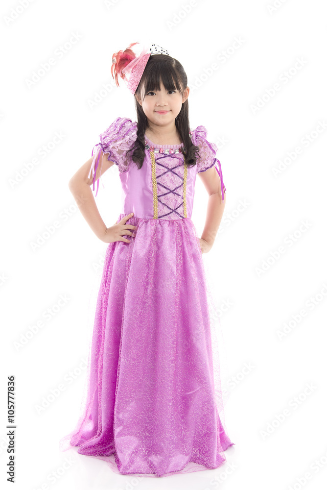 Beautiful Asian girl in princess dress on white background isola Beautiful Asian girl in princess dress on white background isola