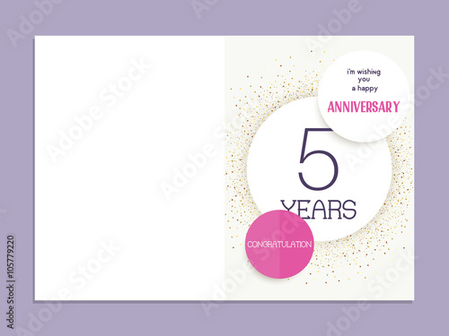 5th anniversary decorated greeting card template.