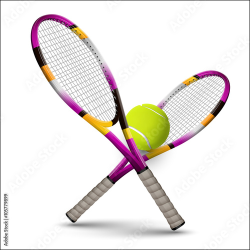 Tennis symbols rackets and ball isolated on white background © Vlastimil Šesták