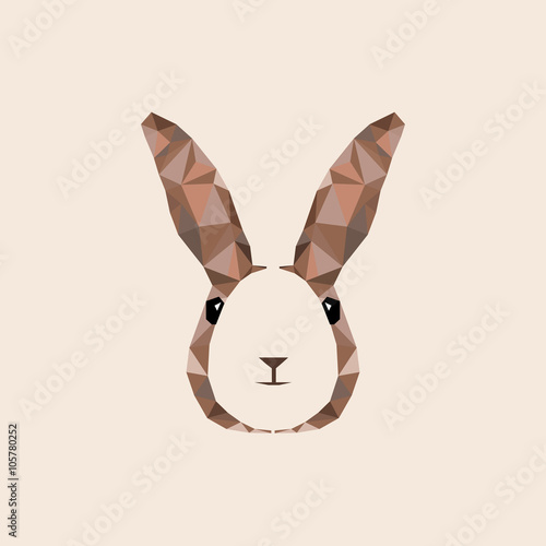Easter egg rabbit low poly flat icon design with negative space, vector illustration eps 10