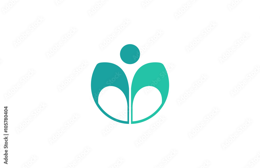 Obraz premium green leaf human social logo