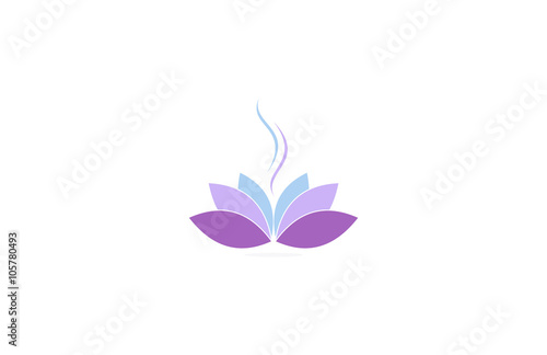 leaf purple lotus flower beauty logo
