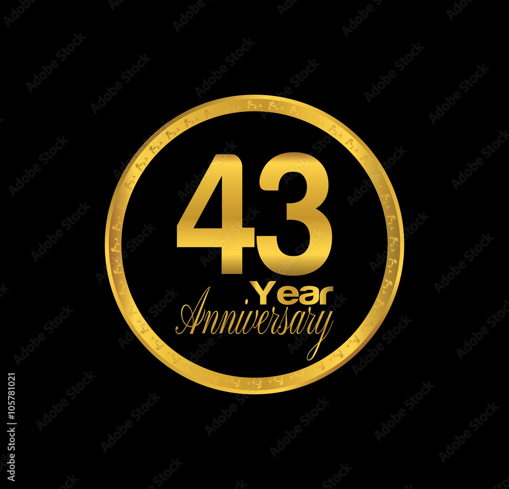Fototapeta premium 43 anniversary with black golden ring 