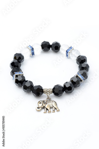 bracelet with beads and suspension isolated