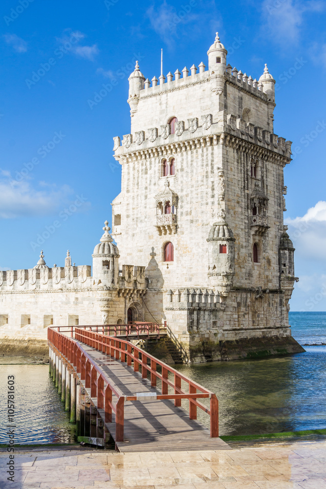 Belem Tower on the Tagus River a famous landmark in in Lisbon Po