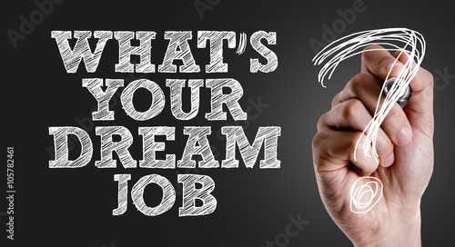 Hand writing the text: Whats Your Dream Job?