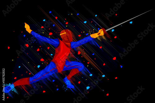 Fencer Attacking with Rapier Foil