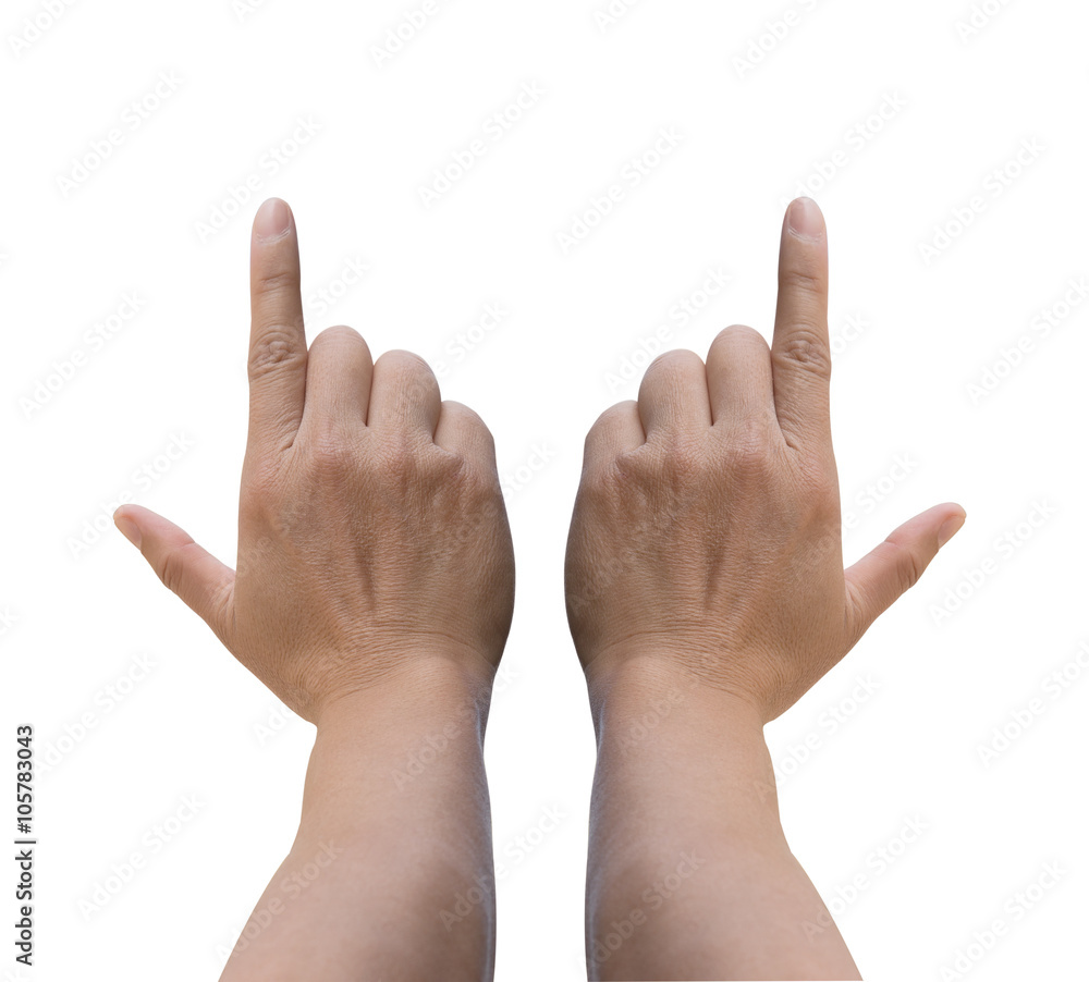 right and left hand Human hand point up with finger isolated on right and left hand Human hand point up with finger isolated on