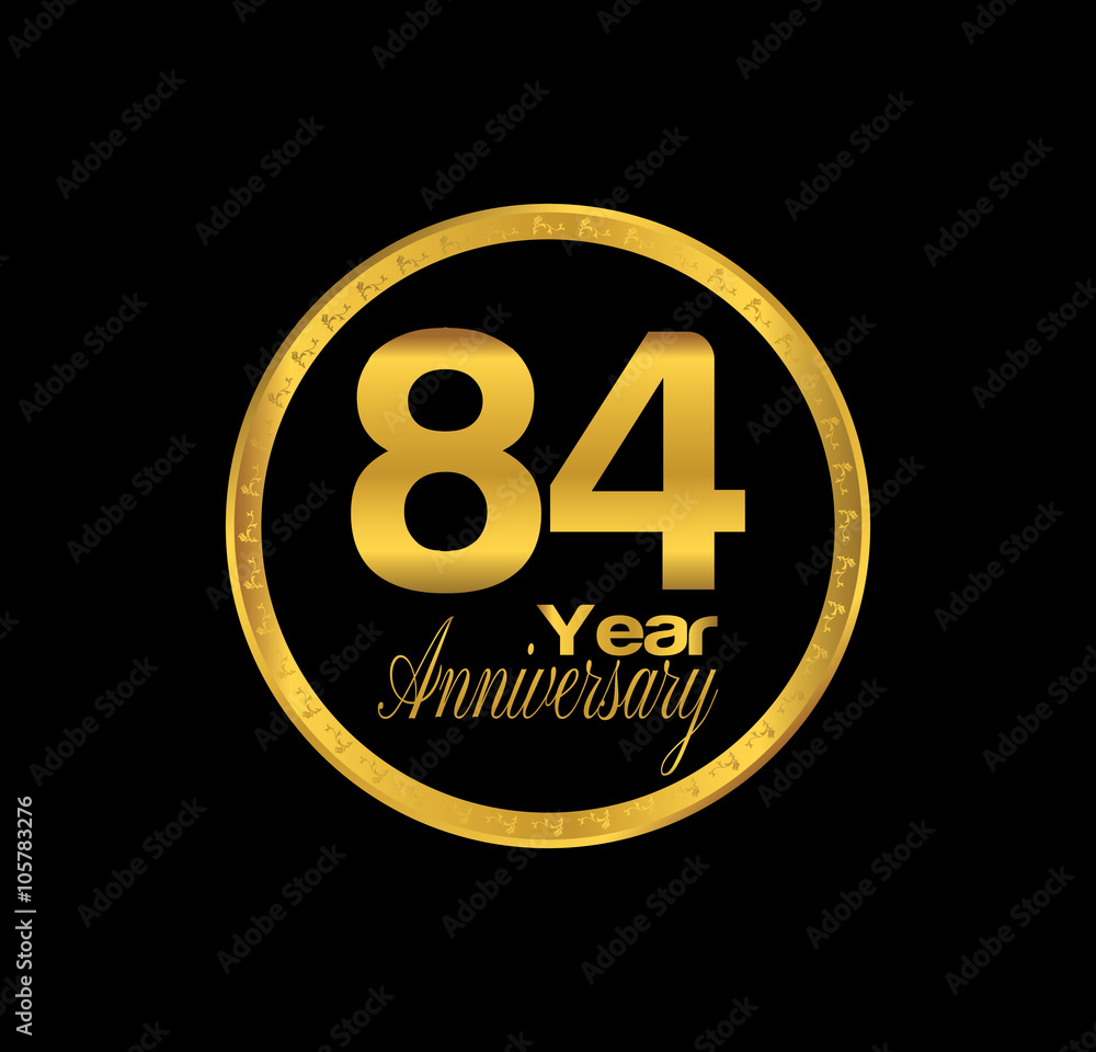 Naklejka premium 84 anniversary with black golden ring 
