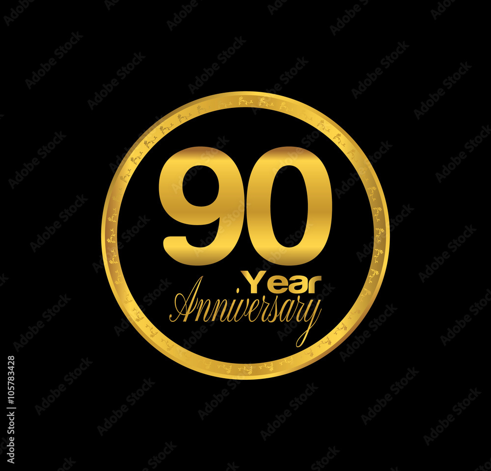 90 anniversary with black golden ring 